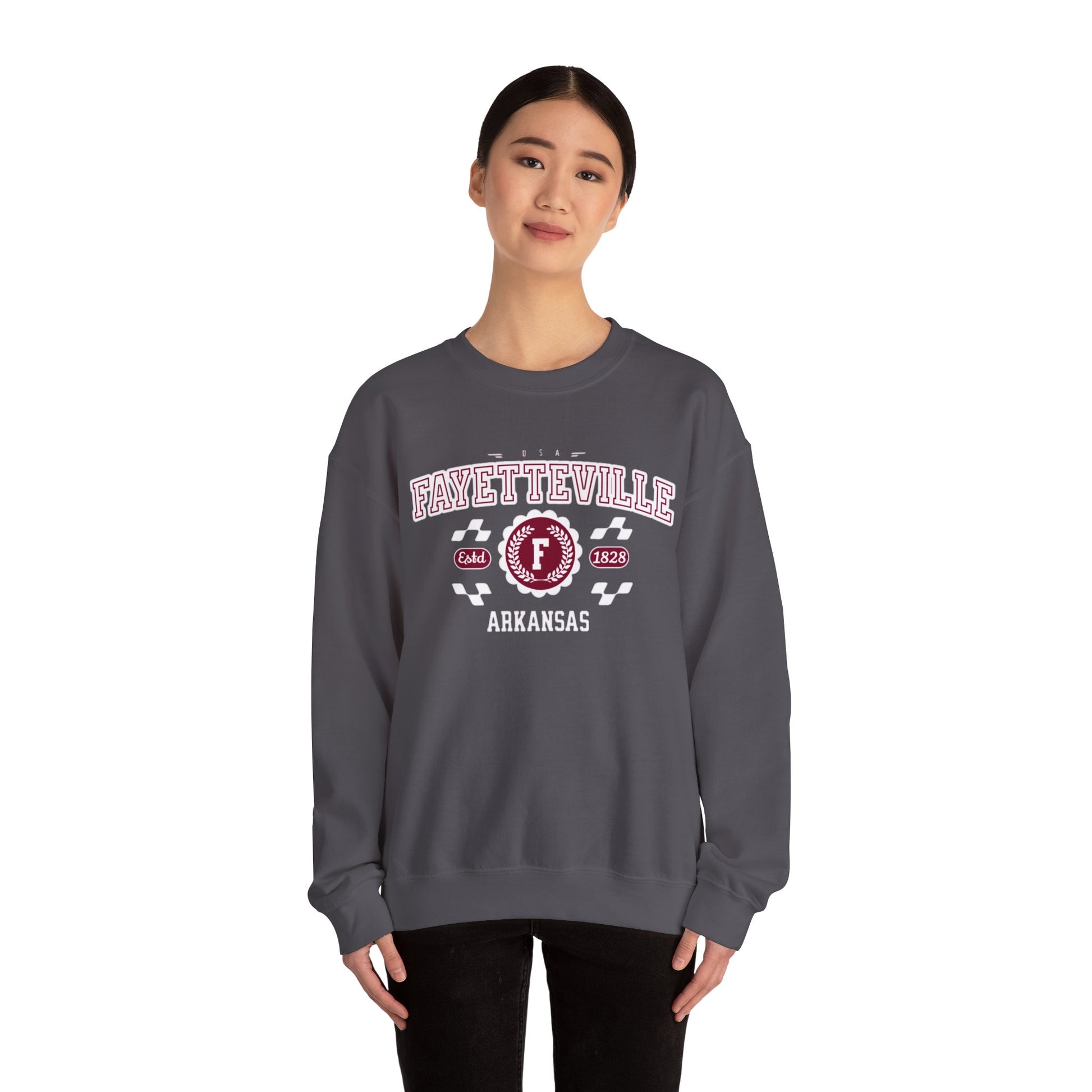 Vintage Fayetteville Arkansas AR Athletic Sports Design varsity pullover sweater Crewneck Sweatshirt - Jacketon