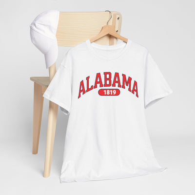 Alabama 1819 Unisex Heavy Cotton Tee, Soft Casual T-Shirt, Gift for Alabama Fans, Retro Style Tee, College Spirit Wear, - Jacketon