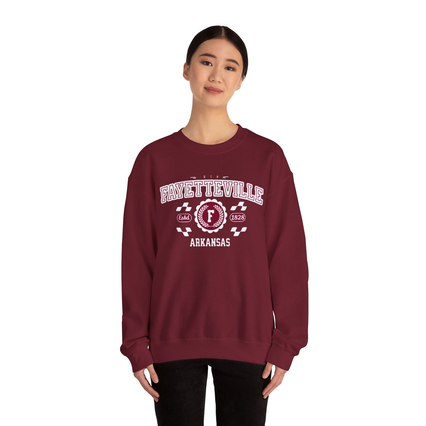 Vintage Fayetteville Arkansas AR Athletic Sports Design varsity pullover sweater Crewneck Sweatshirt - Jacketon