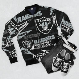 Black grey Oakland Raiders Nfl football Bomber Jacket