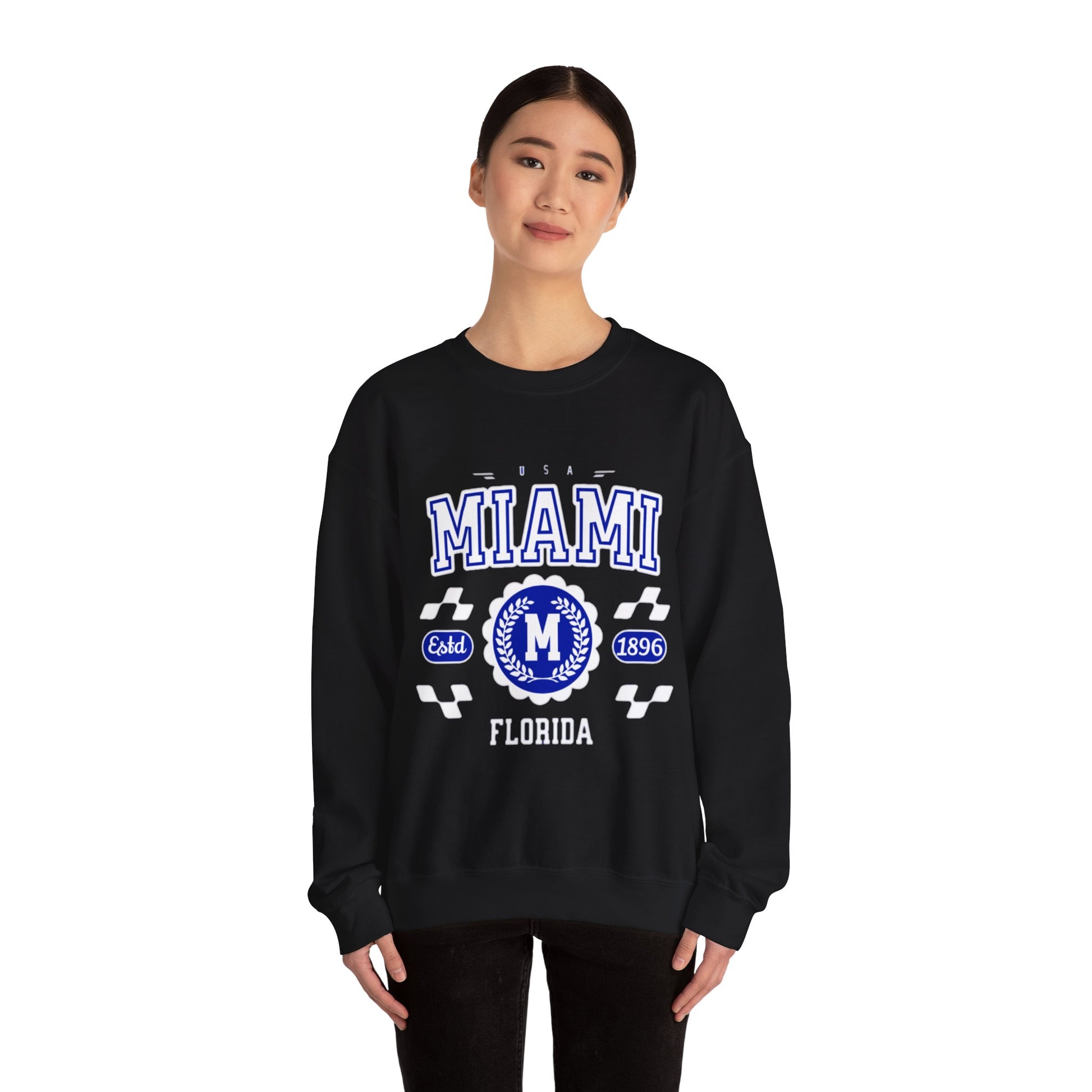 Vintage Miami Florida FL  Athletic Sports Design varsity pullover sweater  Crewneck Sweatshirt - Jacketon