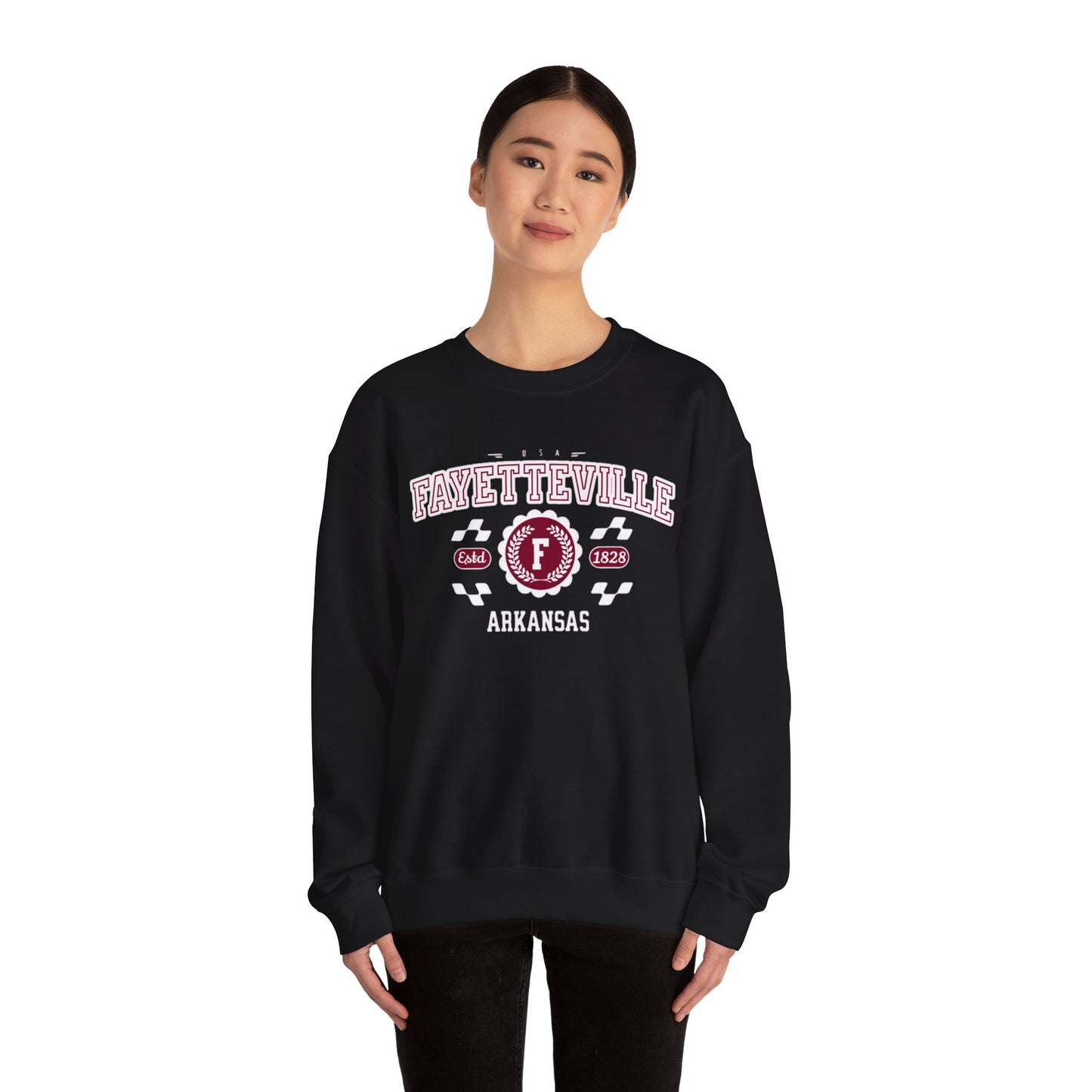 Vintage Fayetteville Arkansas AR Athletic Sports Design varsity pullover sweater Crewneck Sweatshirt - Jacketon
