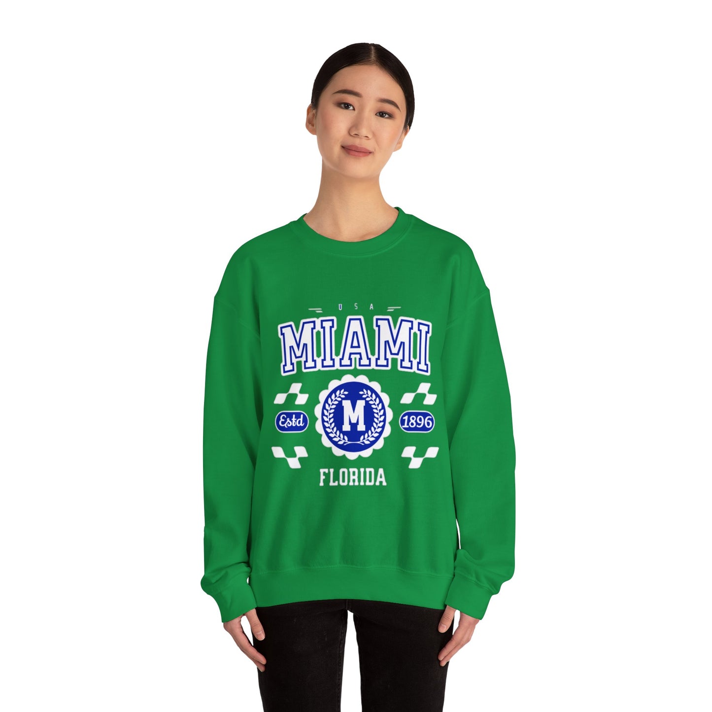 Vintage Miami Florida FL  Athletic Sports Design varsity pullover sweater  Crewneck Sweatshirt - Jacketon