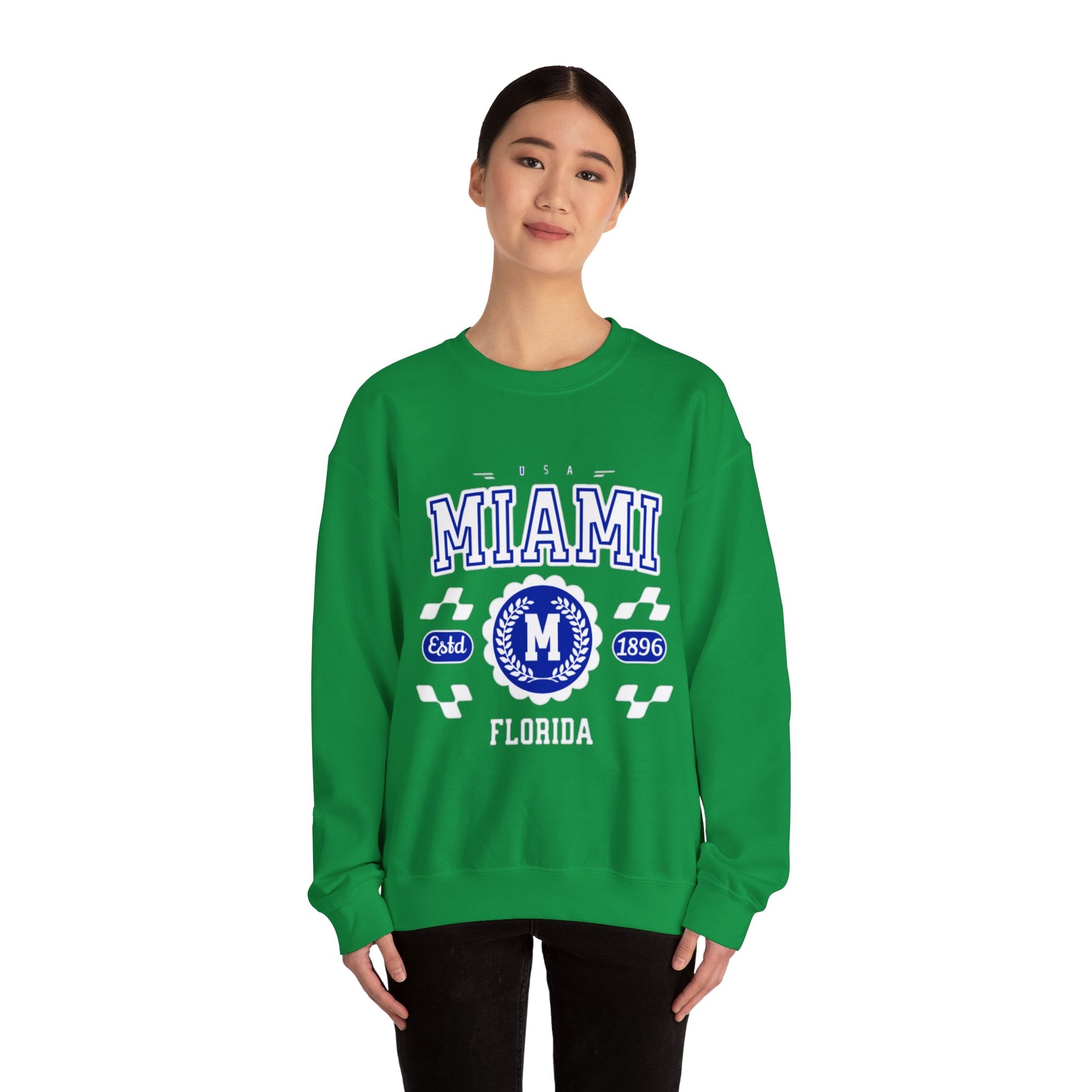 Vintage Miami Florida FL  Athletic Sports Design varsity pullover sweater  Crewneck Sweatshirt - Jacketon