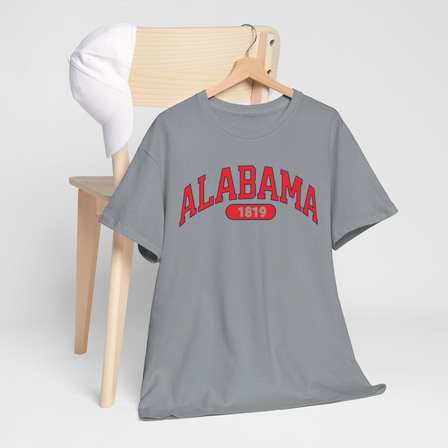 Alabama 1819 Unisex Heavy Cotton Tee, Soft Casual T-Shirt, Gift for Alabama Fans, Retro Style Tee, College Spirit Wear, - Jacketon