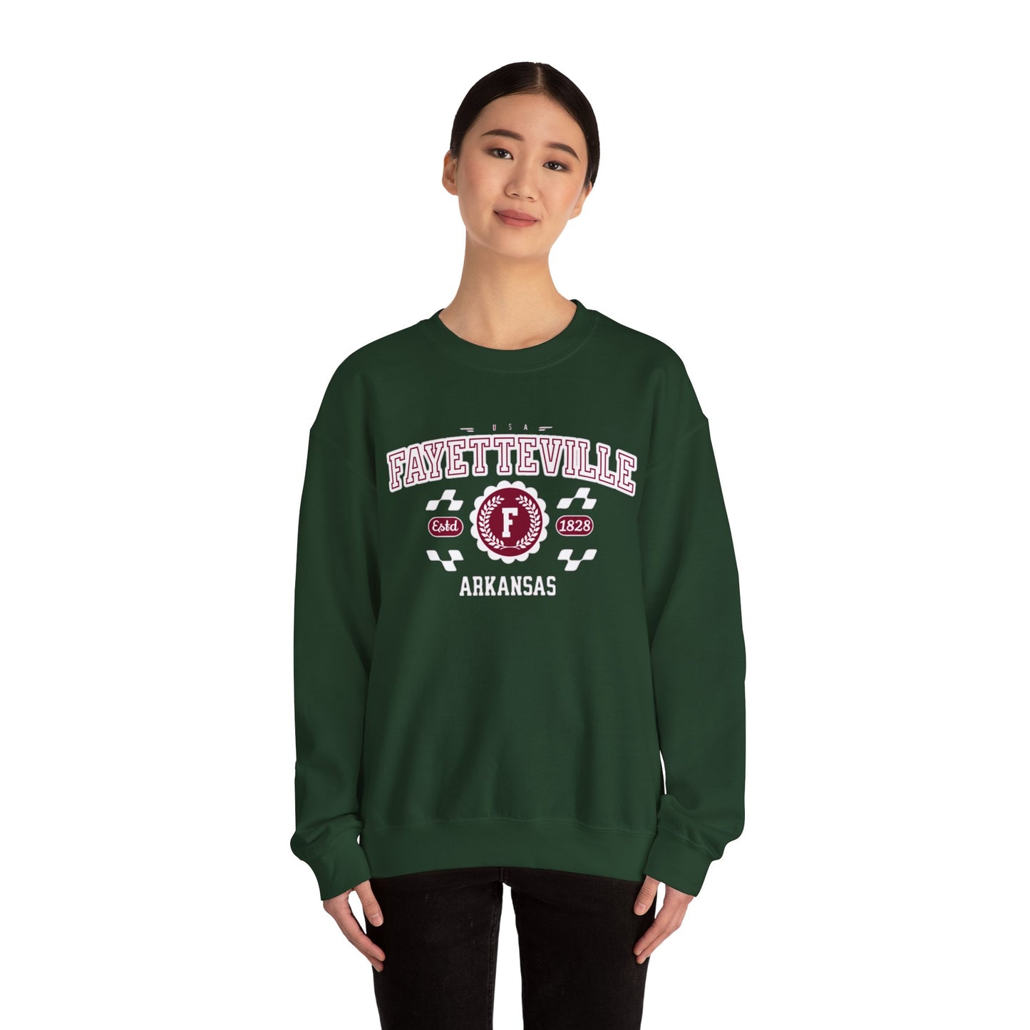 Vintage Fayetteville Arkansas AR Athletic Sports Design varsity pullover sweater Crewneck Sweatshirt - Jacketon