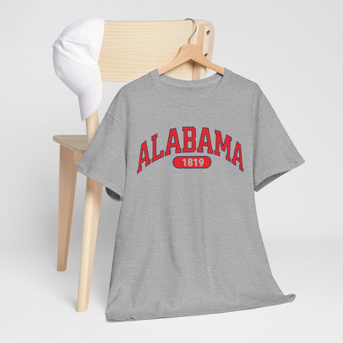 Alabama 1819 Unisex Heavy Cotton Tee, Soft Casual T-Shirt, Gift for Alabama Fans, Retro Style Tee, College Spirit Wear, - Jacketon