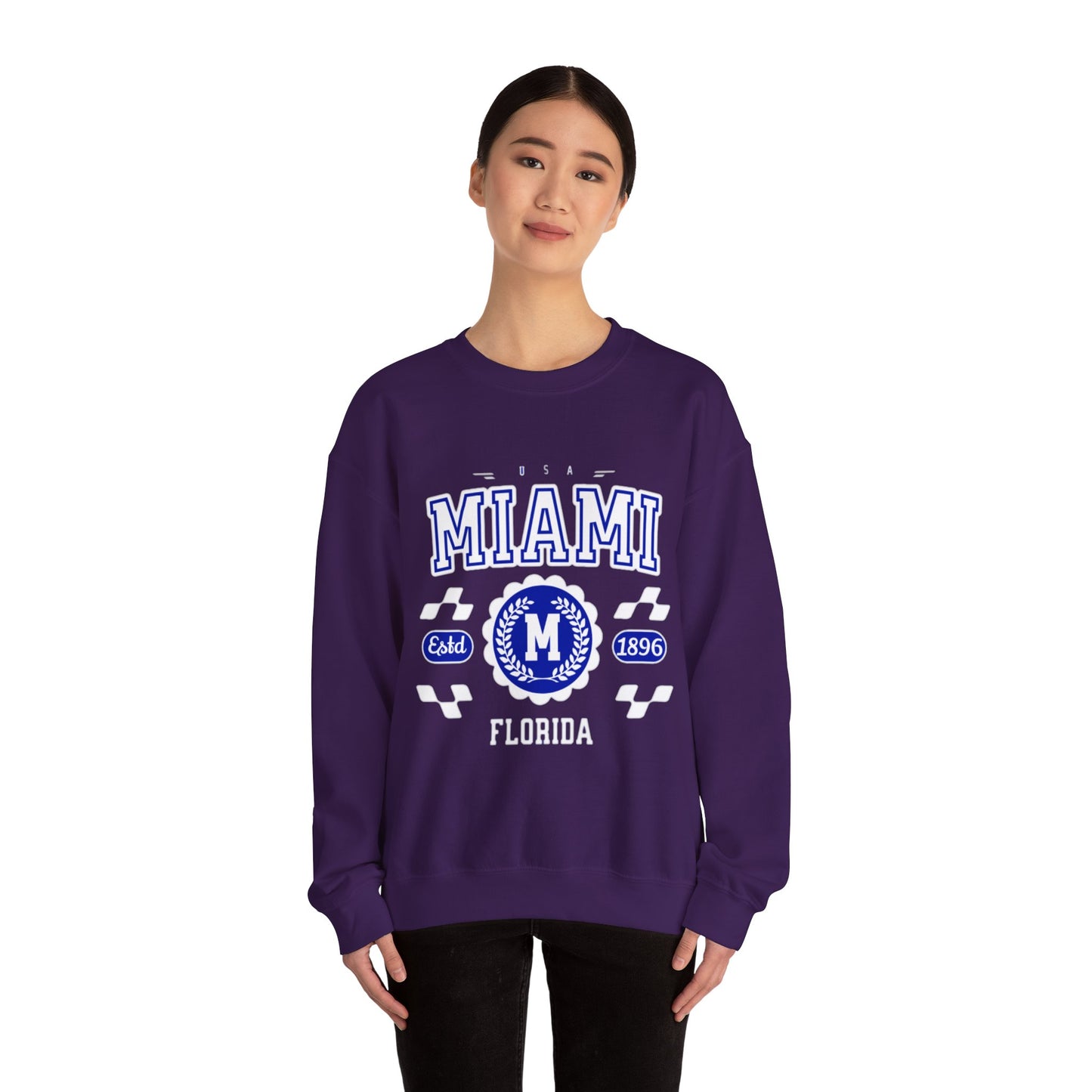 Vintage Miami Florida FL  Athletic Sports Design varsity pullover sweater  Crewneck Sweatshirt - Jacketon