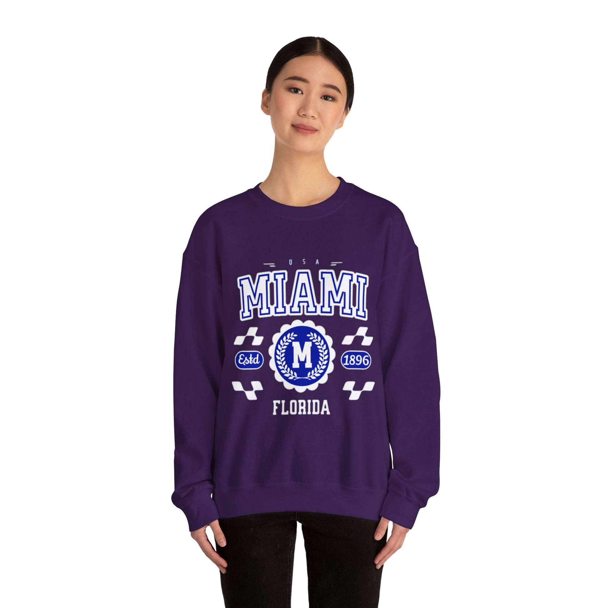 Vintage Miami Florida FL  Athletic Sports Design varsity pullover sweater  Crewneck Sweatshirt - Jacketon