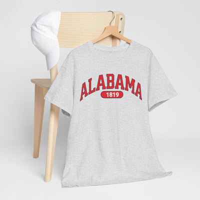 Alabama 1819 Unisex Heavy Cotton Tee, Soft Casual T-Shirt, Gift for Alabama Fans, Retro Style Tee, College Spirit Wear, - Jacketon