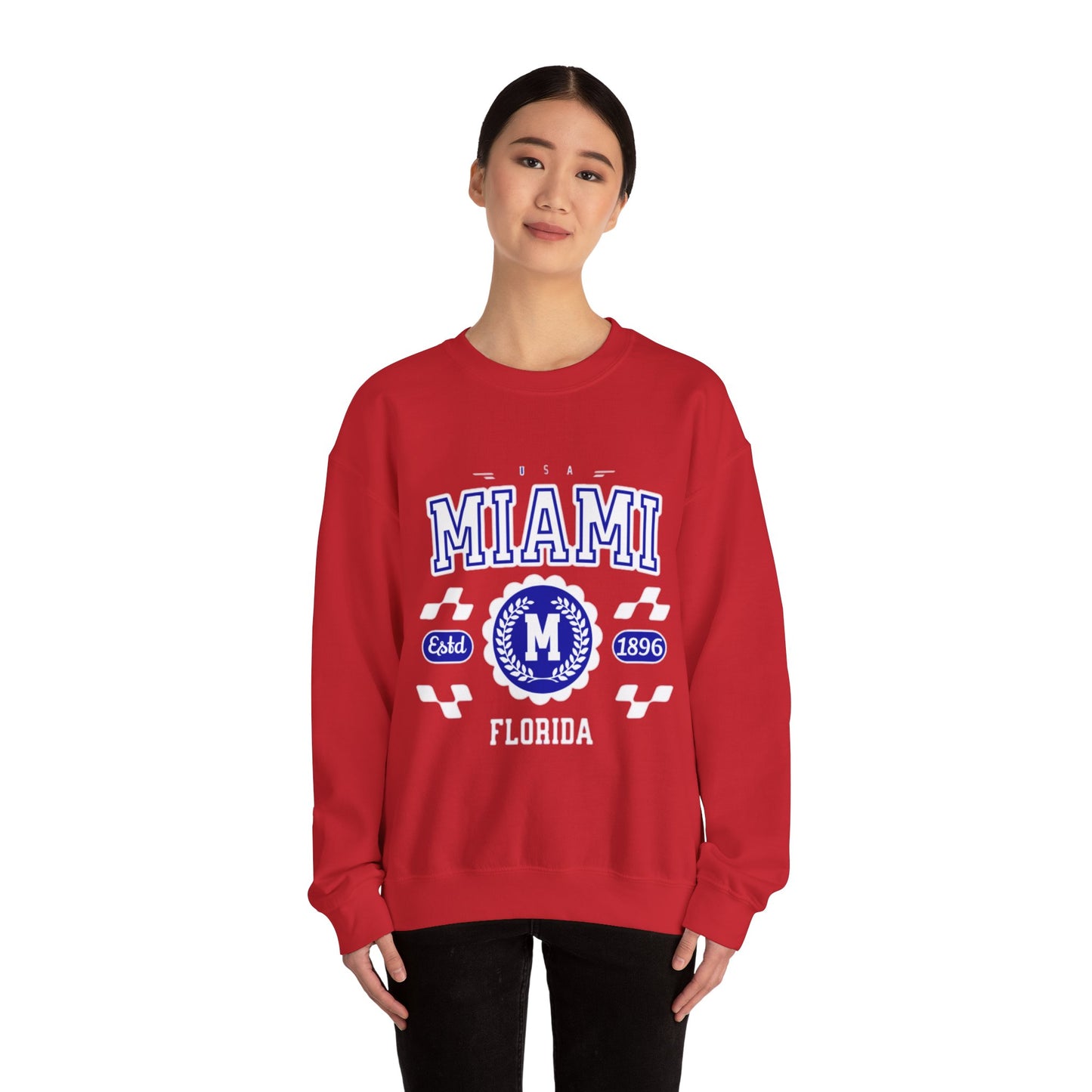 Vintage Miami Florida FL  Athletic Sports Design varsity pullover sweater  Crewneck Sweatshirt - Jacketon