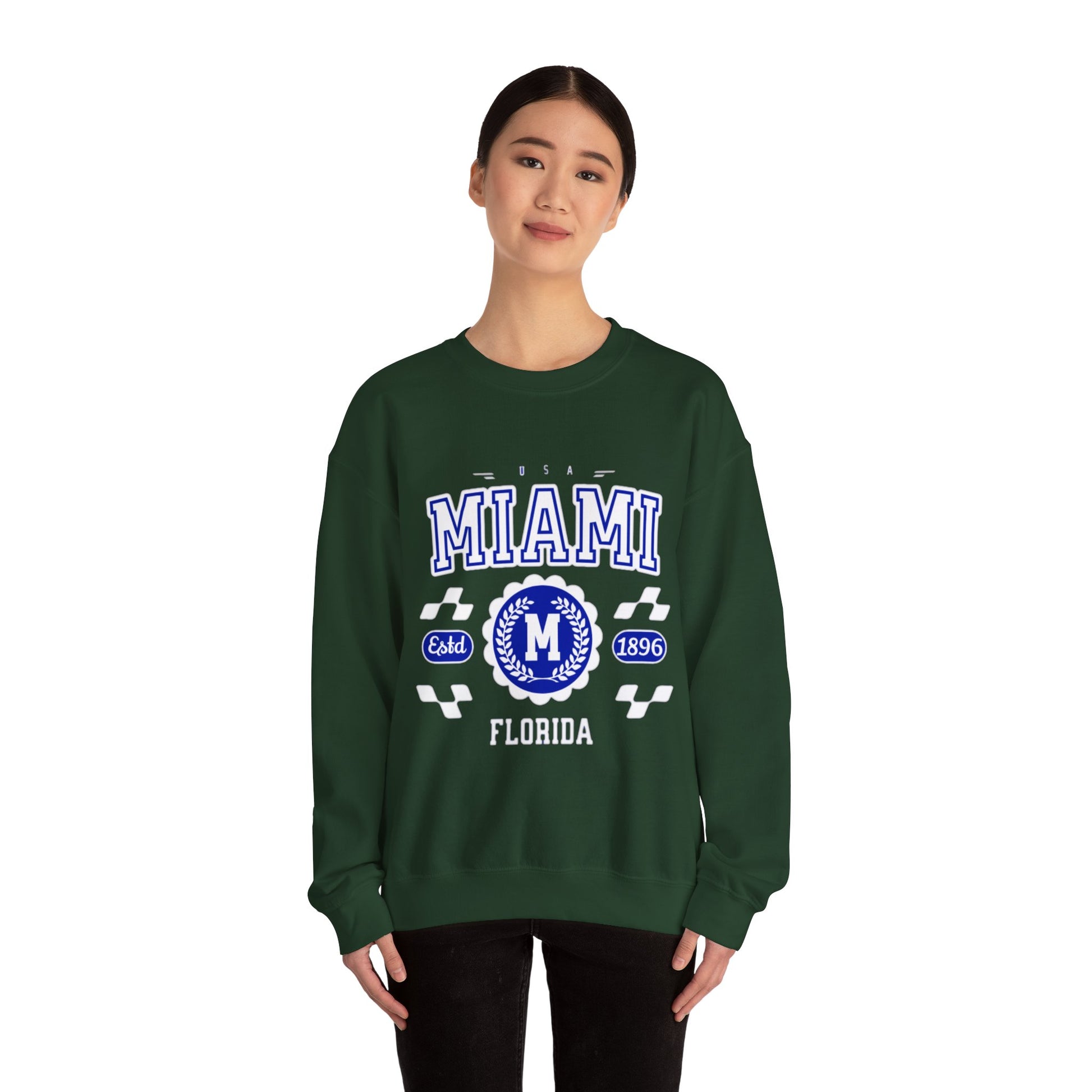 Vintage Miami Florida FL  Athletic Sports Design varsity pullover sweater  Crewneck Sweatshirt - Jacketon