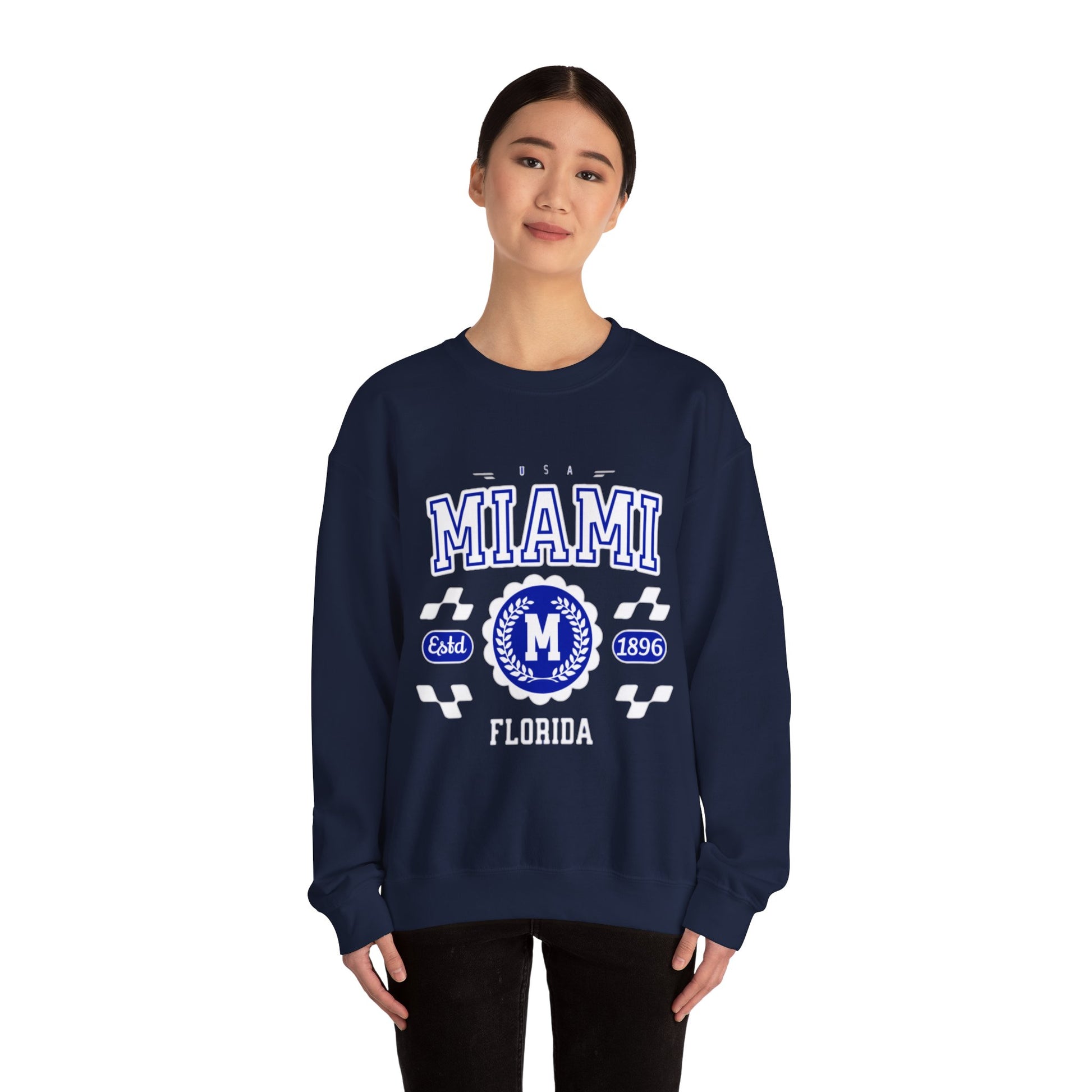 Vintage Miami Florida FL  Athletic Sports Design varsity pullover sweater  Crewneck Sweatshirt - Jacketon
