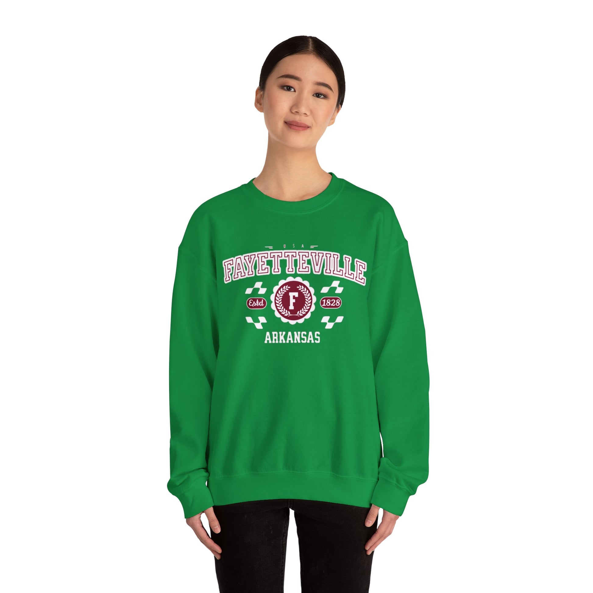 Vintage Fayetteville Arkansas AR Athletic Sports Design varsity pullover sweater Crewneck Sweatshirt - Jacketon