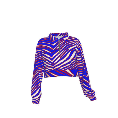 Sudadera con capucha y media cremallera para mujer con estampado de cebra de los Buffalo Bills de la NFL