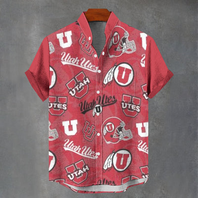 University of Utah - Utes Collar Shirt|110GSM Imitation Flax