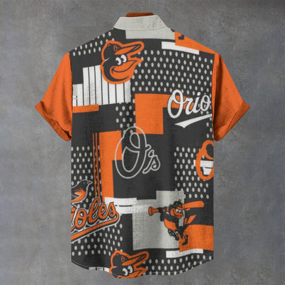 Baltimore Orioles Stand Collar Shirt in Imitation Flax for Ultimate Comfort and Style