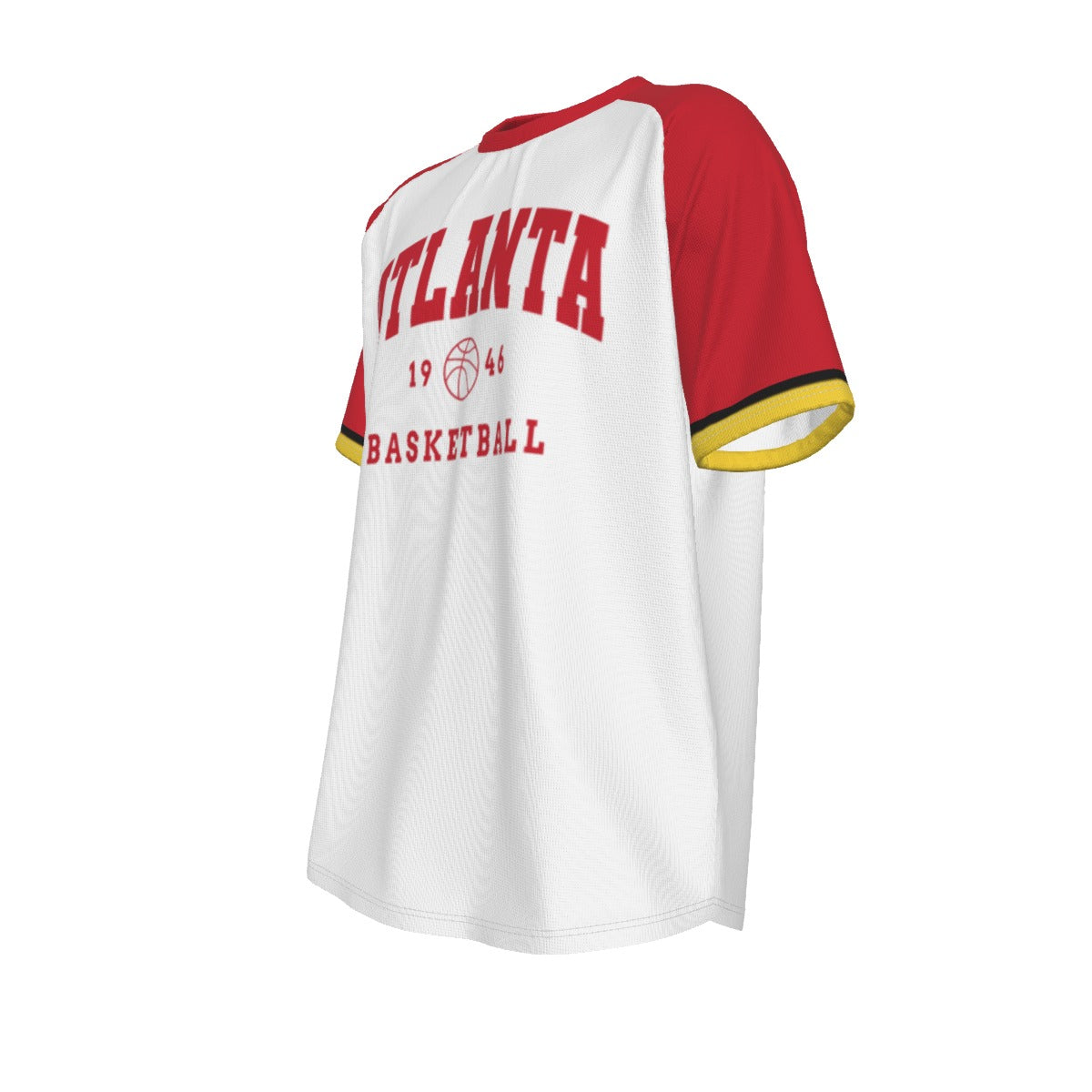 Atlanta Hawks 1946 vintage style basketball ba red wite raglan O-neck Short Sleeve T-shirt