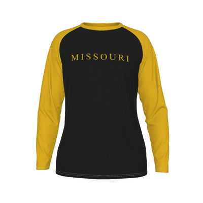 Universidad de Missouri - Camiseta de manga larga con mangas raglán de los Tigers