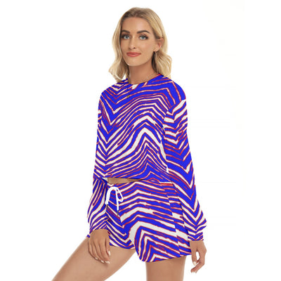 Conjunto de sudadera corta y pantalón con estampado de cebra de los Buffalo Bills de la NFL para mujer