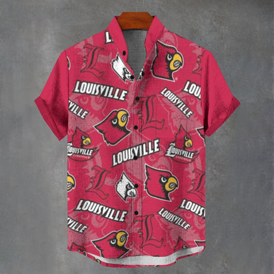 University of Louisville - Cardinals Stand Collar Shirt|110GSM Imitation Flax