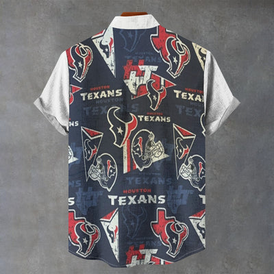 Houston Texans Stand Collar Shirt|110GSM Imitation Flax