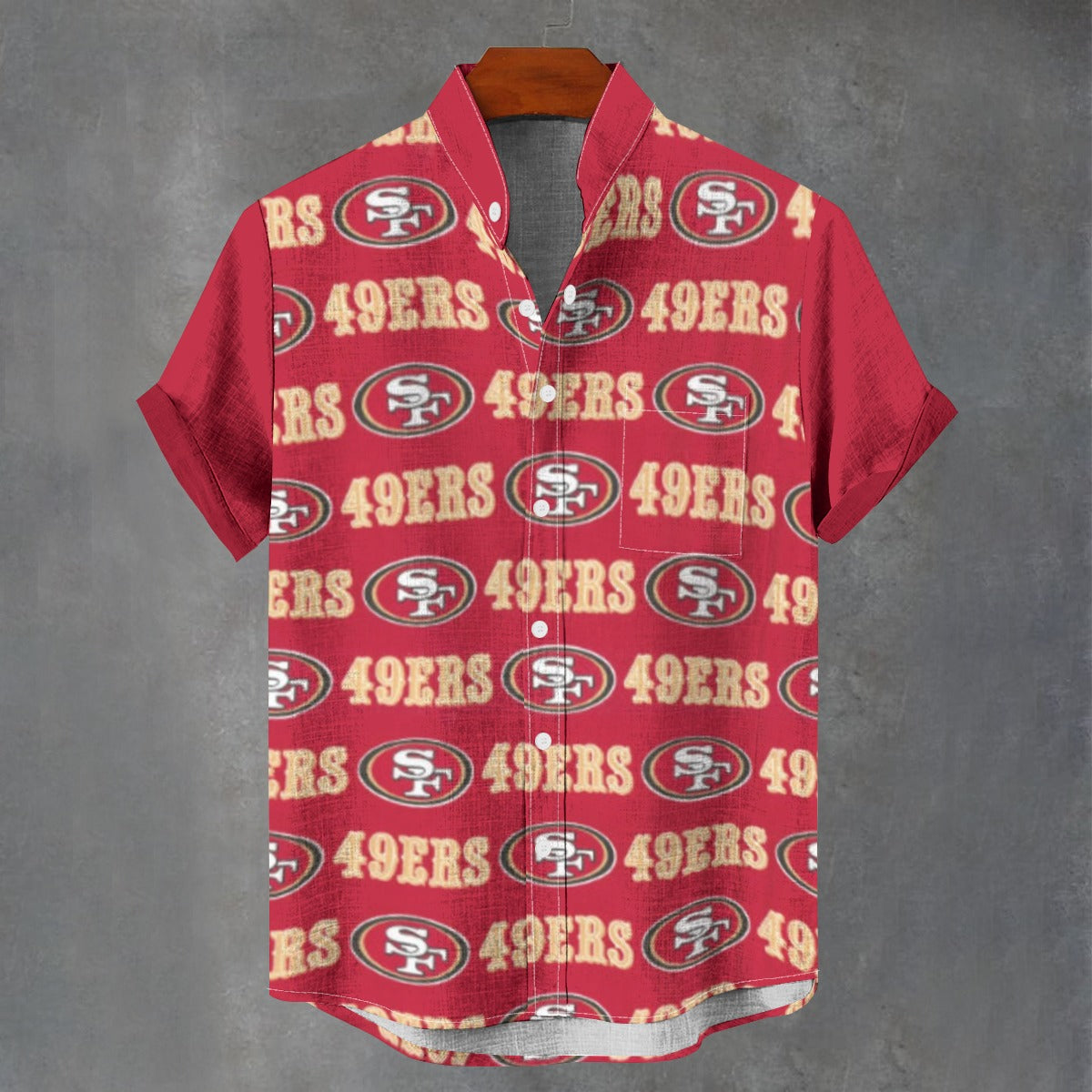San Francisco 49ers Stand Collar Shirt|110GSM Imitation Flax