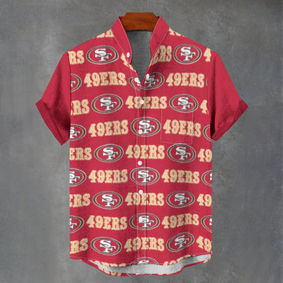 San Francisco 49ers Stand Collar Shirt|110GSM Imitation Flax