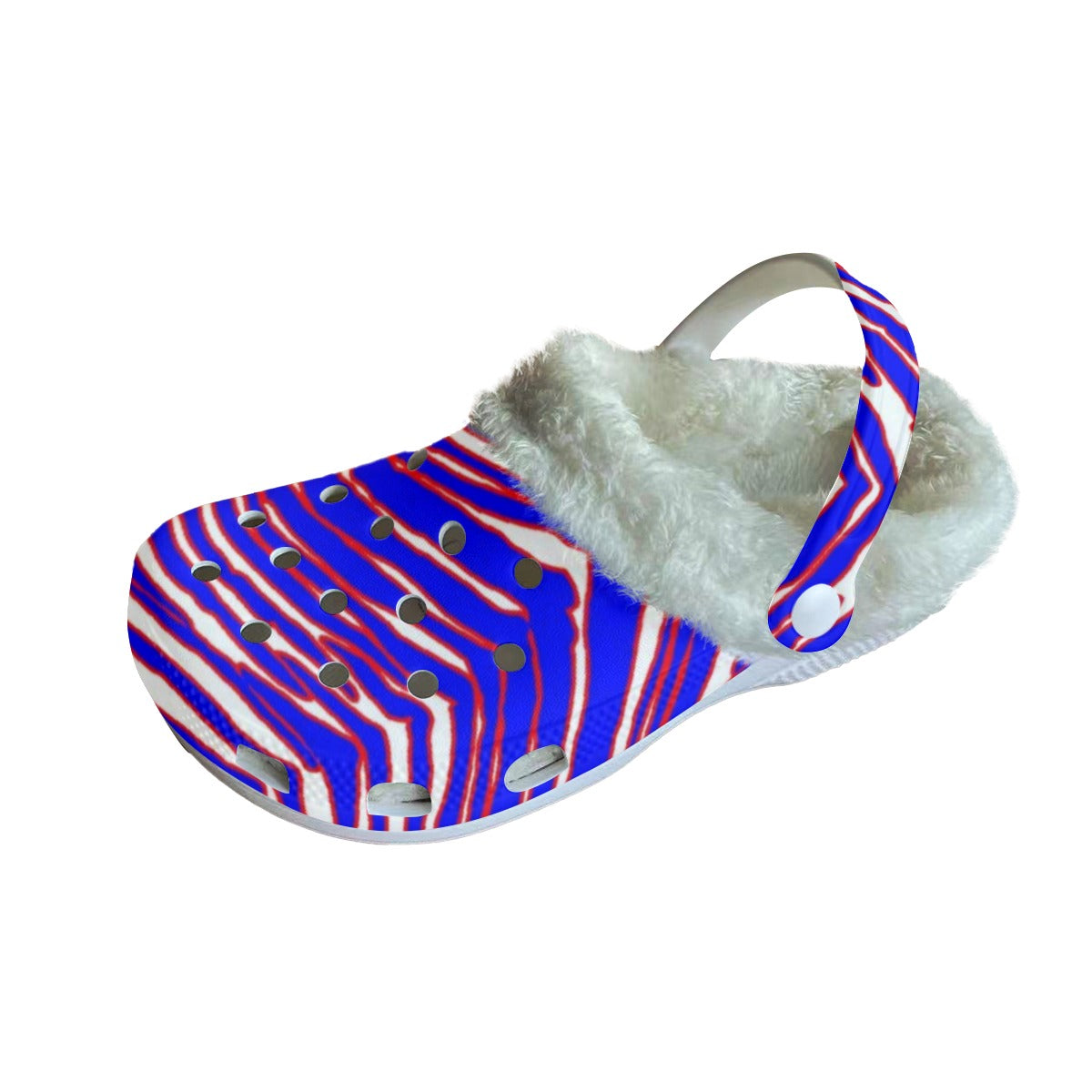 Zuecos clásicos con estampado de cebra y forro polar de los Buffalo Bills de la NFL