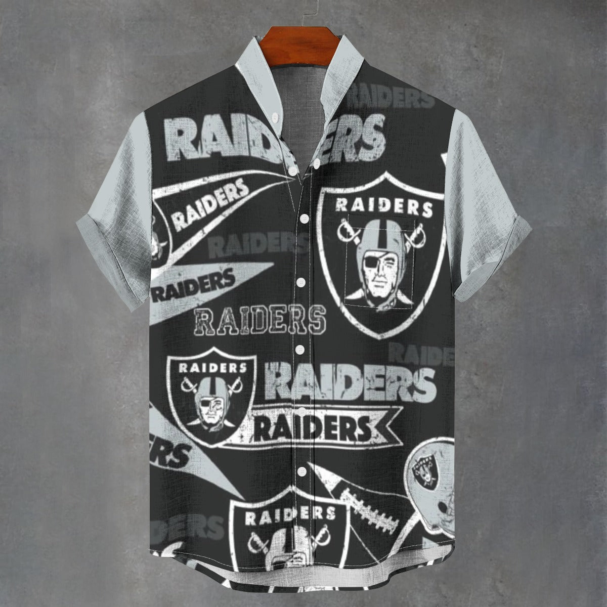 Las Vegas Raiders Stand Collar Shirt|110GSM Imitation Flax