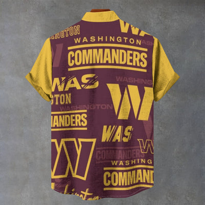 Washington Commanders Stand Collar Shirt|110GSM Imitation Flax