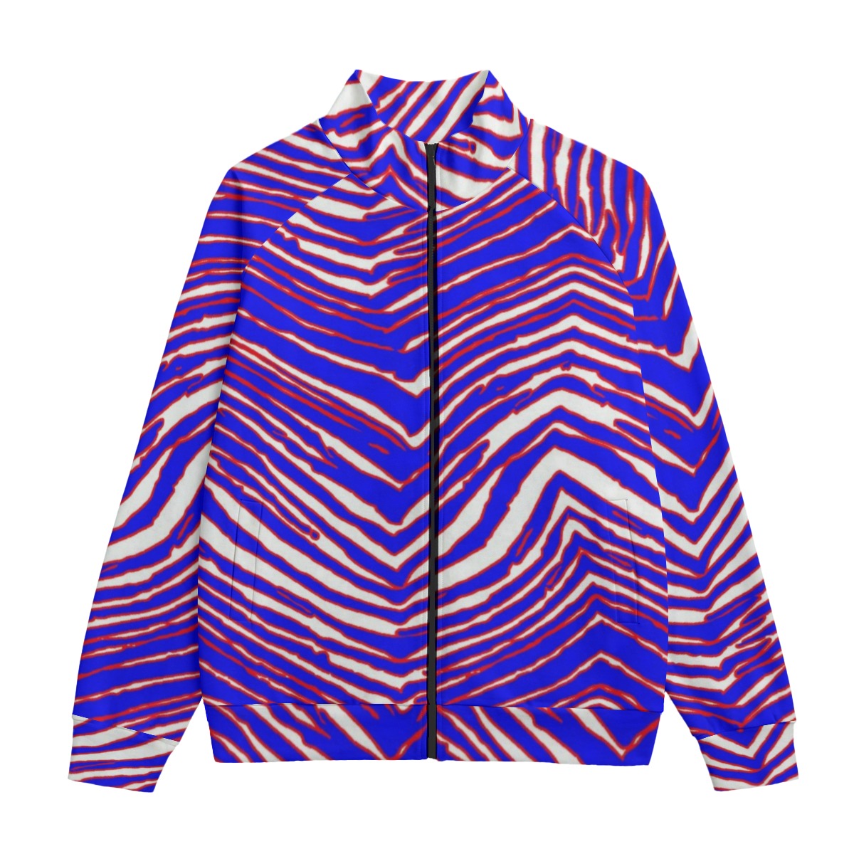 Chaqueta de cuello alto con estampado de cebra Zubaz de los Buffalo Bills de la NFL, manga raglán, algodón GSM