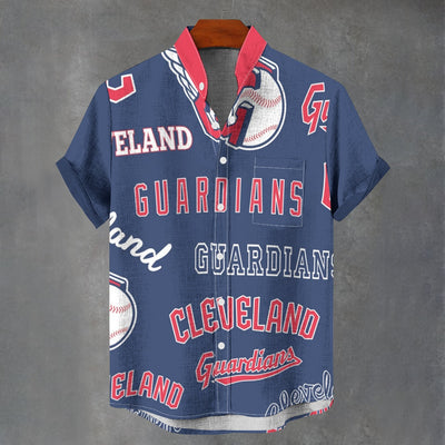 Cleveland Guardians Stand Collar Shirt in 110GSM Imitation Flax for Breathable Comfort and Style