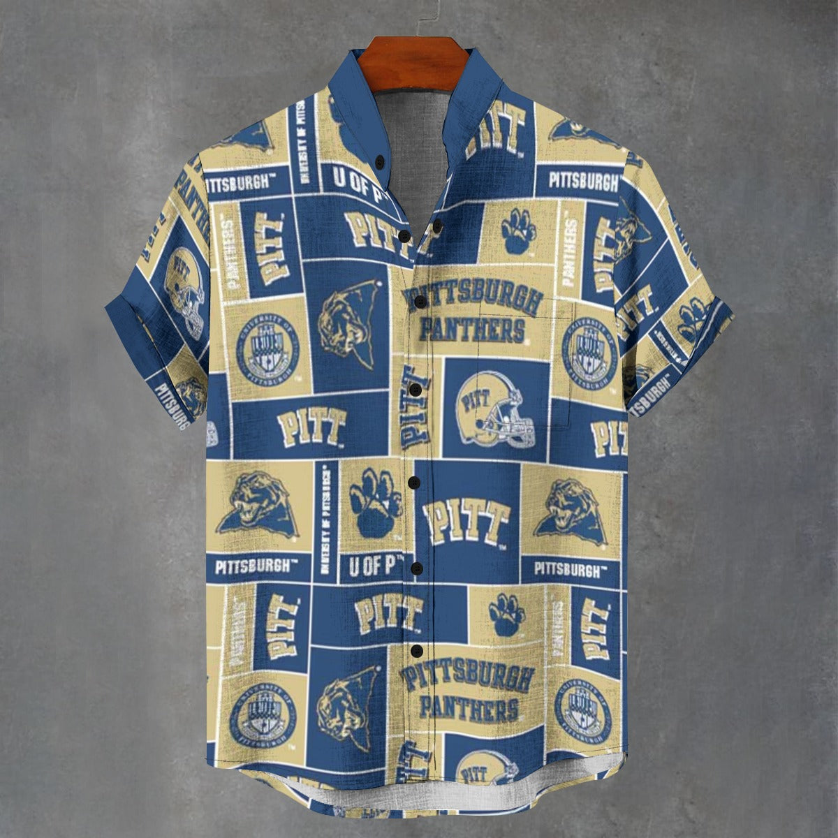 University of Pittsburgh Panthers Stand Collar Shirt in Imitation Flax 110GSM