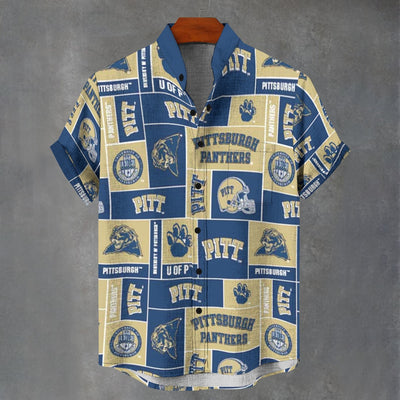 University of Pittsburgh Panthers Stand Collar Shirt in Imitation Flax 110GSM