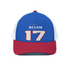 Buffalo bills 17 Josh Allen  Unisex Trucker Hat With White Half-mesh
