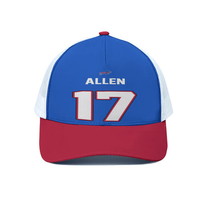 Buffalo bills 17 Josh Allen  Unisex Trucker Hat With White Half-mesh
