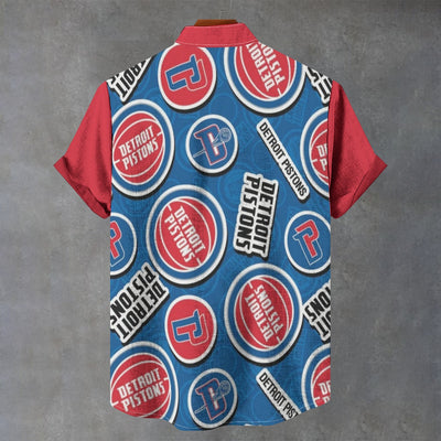 Detroit Pistons Stand Collar Shirt|110GSM Imitation Flax