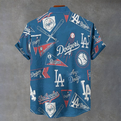 Los Angeles Dodgers Stand Collar Shirt in 110GSM Imitation Flax for Ultimate Comfort and Style