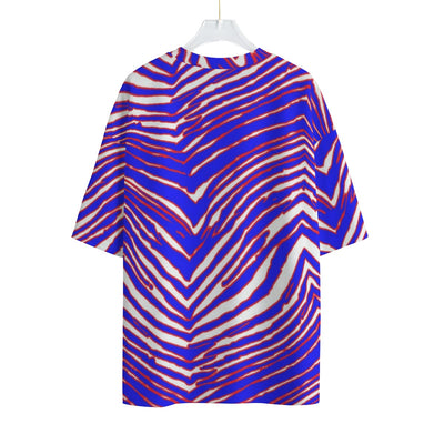 Camiseta unisex con hombros caídos y estampado de cebra de los Buffalo Bills de la NFL