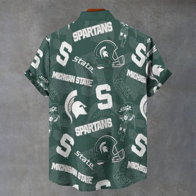 Michigan State University - Spartans Collar Shirt|110GSM Imitation Flax