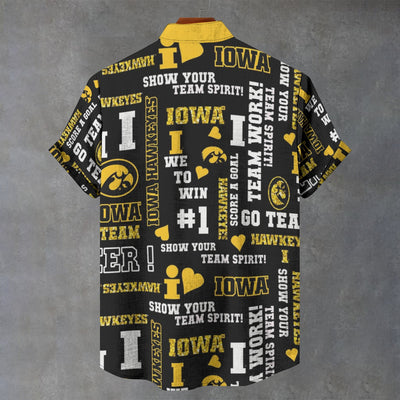 University of Iowa - Hawkeyes Stand Collar Shirt|110GSM Imitation Flax