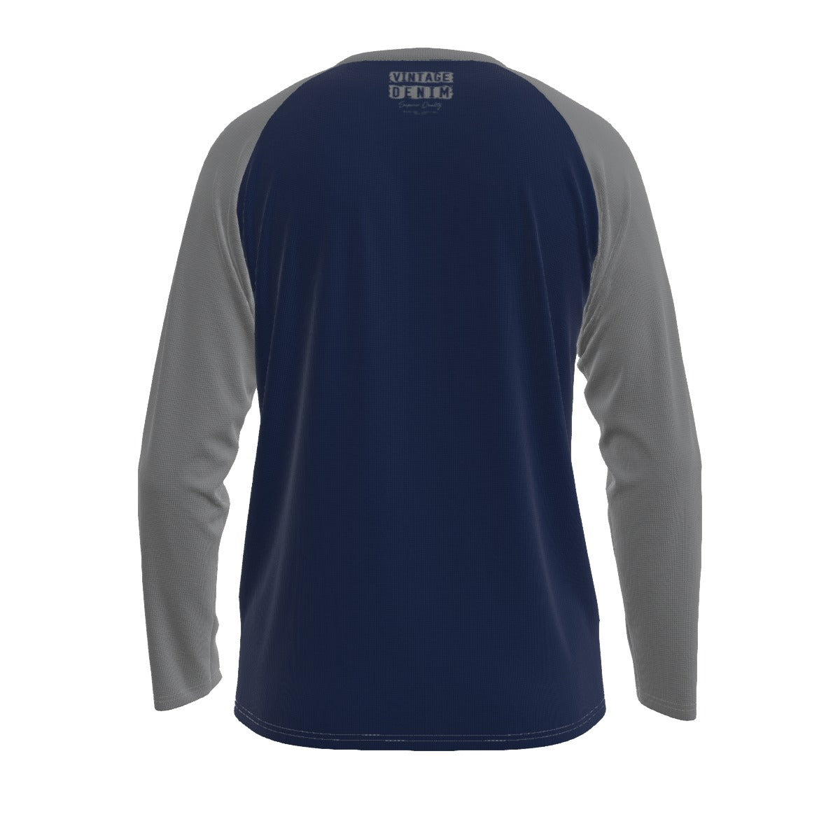 Camiseta deportiva universitaria de mezclilla vintage de manga larga para hombre con mangas raglán