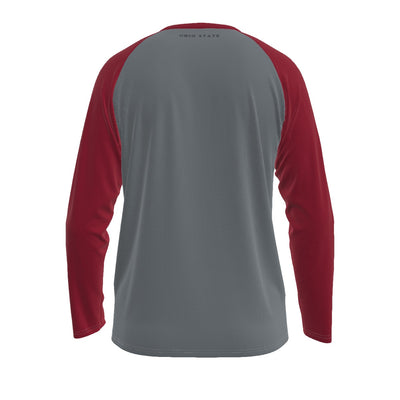 Camiseta de manga larga con mangas raglán de los Buckeyes de la Universidad Estatal de Ohio