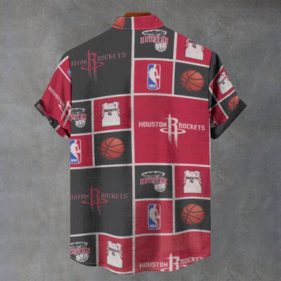 Houston Rockets Stand Collar Shirt|110GSM Imitation Flax