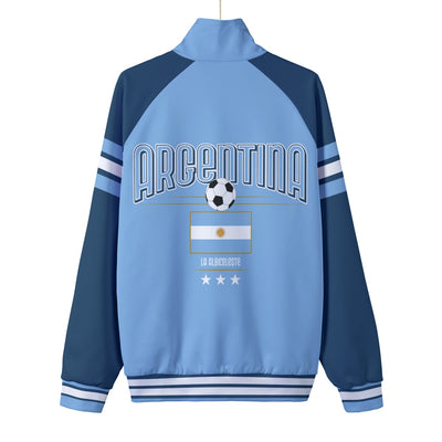 Chaqueta unisex con cuello alto y forro negro de la selección de fútbol de ARGENTINA