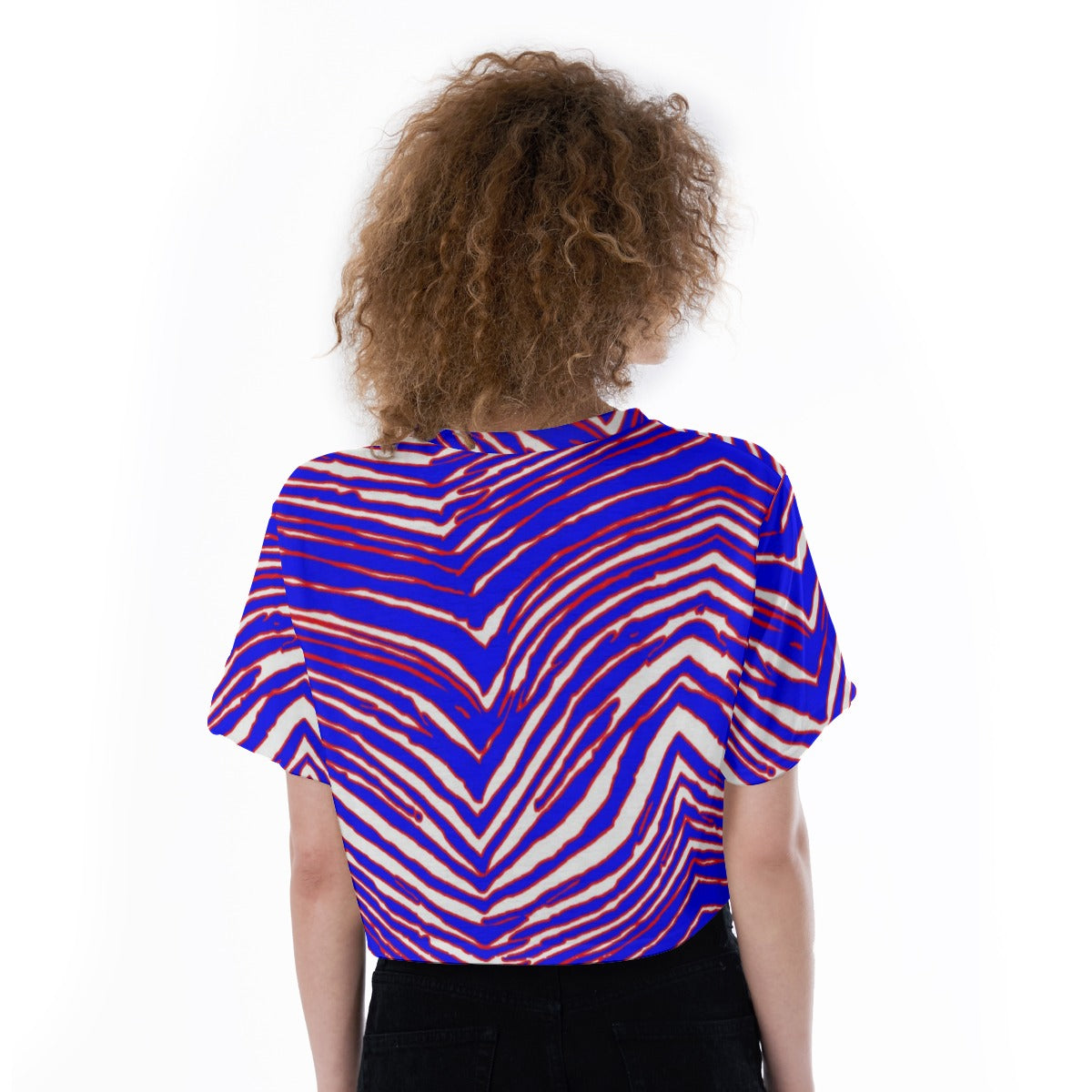 Camiseta corta con estampado de cebra de los Buffalo Bills de la NFL para mujer