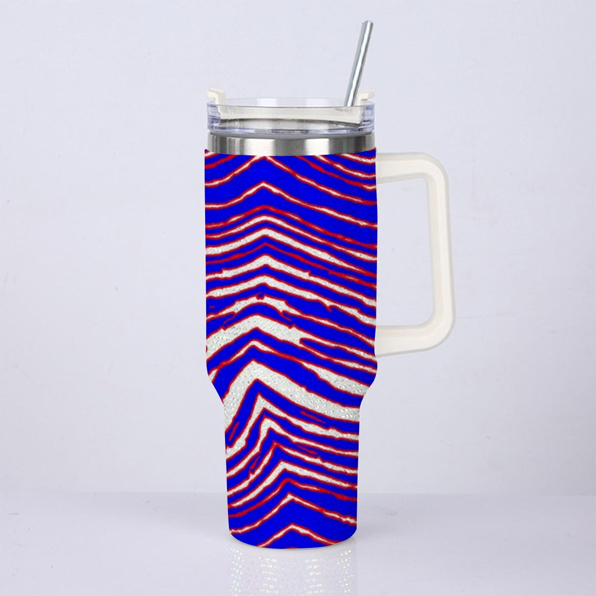 Nfl Football Buffalo Bills zubaz zebra print  40oz Diamond Cup With Stainless Steel Straw
