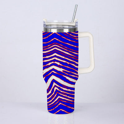 Nfl Football Buffalo Bills zubaz zebra print  40oz Diamond Cup With Stainless Steel Straw