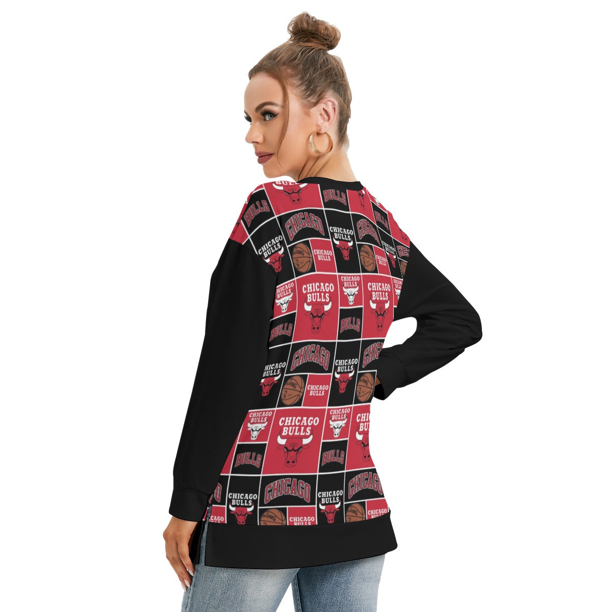 Chicago Bulls Women's Side Split O-neck Sweatshirt